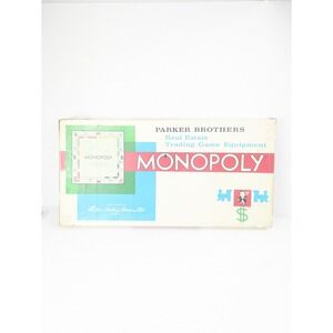 Vintage 1961 Parker Brothers Monopoly Board Game –‎ Incomplete, Damaged Box